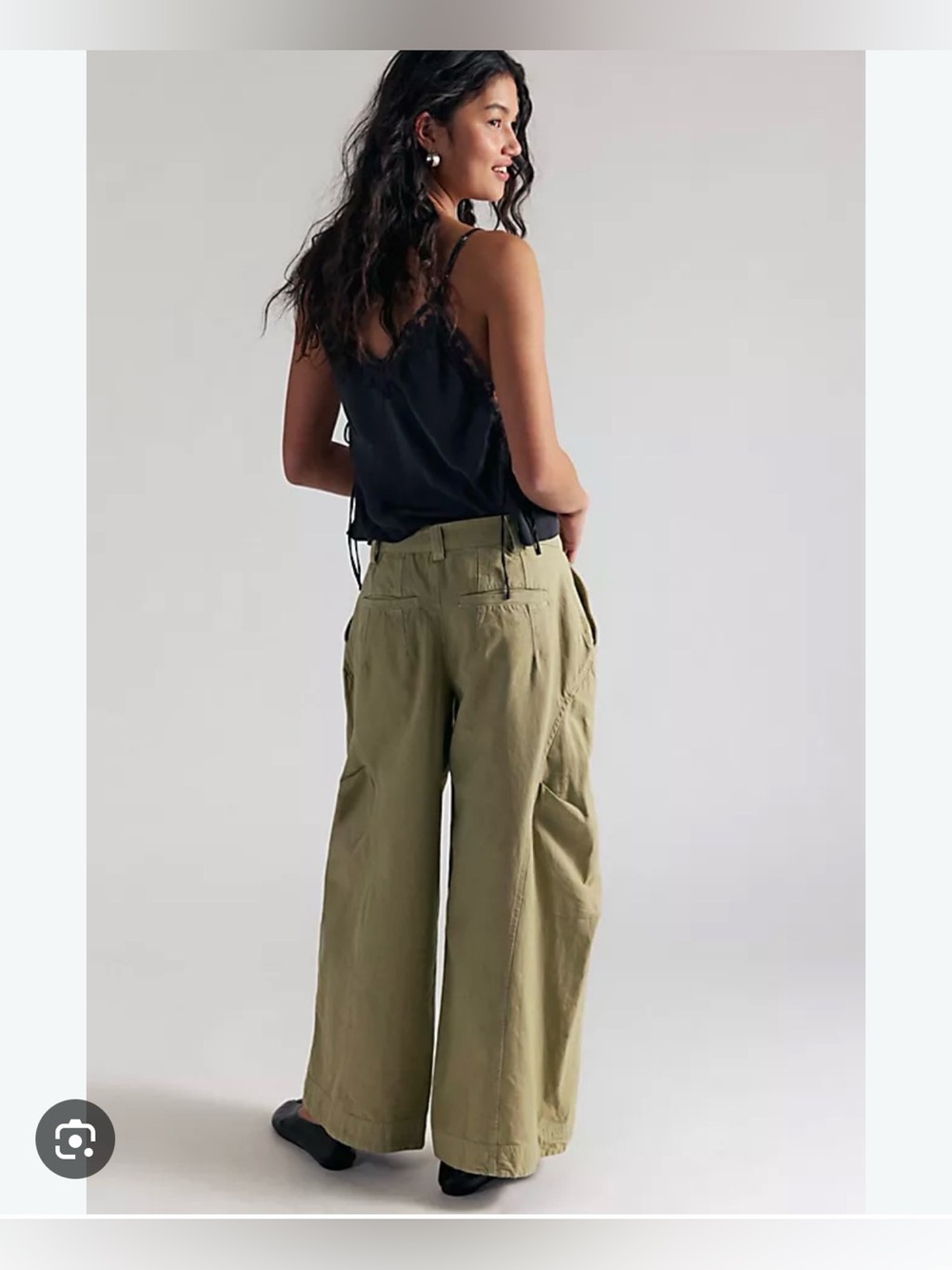 Free People Must Have Wide Leg Chino Trousers in Aloe